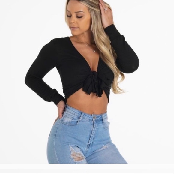 NVGTN Tops - NVGTN Black Wrap Top